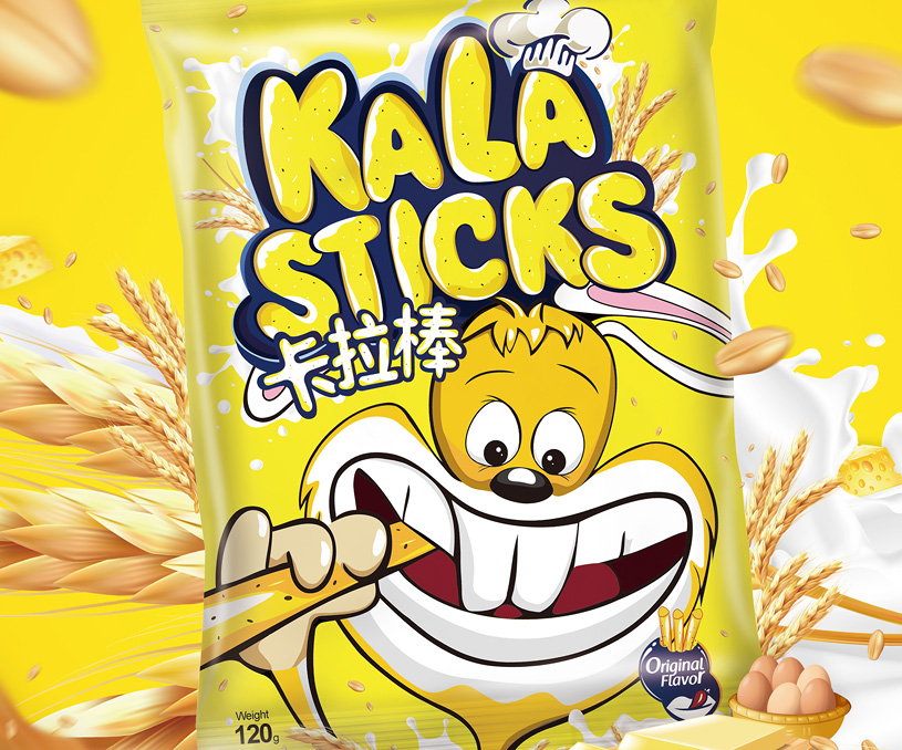 品牌形象 产品包装设计 ' KALA STICKS卡拉棒膨化轻食（系列产品）